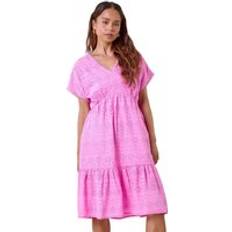 Clothing Roman Petite Cotton Broderie Tiered Dress Pink