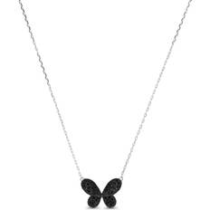 Macy's Necklaces Macy's Spinel Butterfly Necklace 1/3 ct. t.w. in Sterling Silver Black Spinel 16 inch