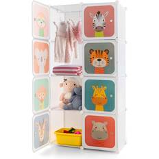 Wardrobes Costway 8 Cube Kids Wardrobe Closet with Hanging Section & Doors