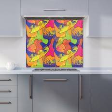 Yellow Splash Guards Bright Abstract Pattern Kitchen Splash Guard