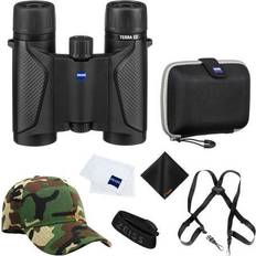 Binoculars & Telescopes Zeiss 8x25 Terra ED Pocket Binoculars For Bird Watching (Black) with Waith Binocular Comfort Carrying Harness Strap, Adjustable Camo Baseball Hat