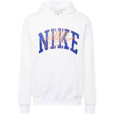 NIKE Men's Club Fleece Pullover Hoodie - White/Safety Orange