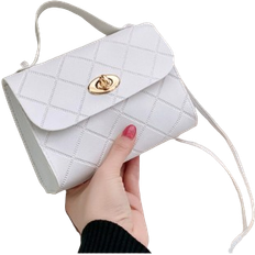 Lock Button Crossbody Bags - White