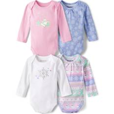 The Children's Place 1-3M Bodysuits The Children's Place Baby Girls Snowflake Bodysuit 4-Pack 18-24 Luau Cotton