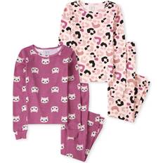 The Children's Place Leopard Nightwear Children's Clothing The Children's Place Girls Cat Leopard Snug Fit Cotton Pajamas 2-Pack Pink Lemonade