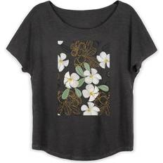 Boyfriend T-shirts Vida Boatneck Boyfriend Tee Plumeria Flowers Gold Original Artist Printed Pattern