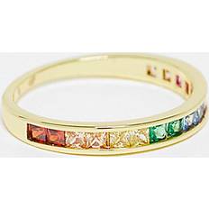 Pieces Ringar Pieces Stapelbar Ring 18K Guldplätering Regnbågsfärgade Stenar