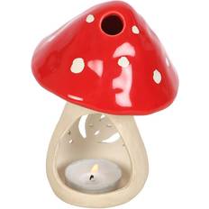 Gothic Homeware Mushroom White/Red Candle Holder 14cm