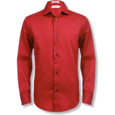 Boys - Red Shirts Calvin Klein Boys' Long Sleeve Sateen Dress Shirt - Button-down