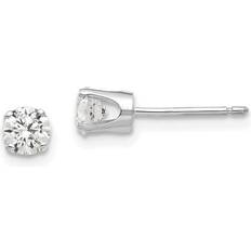 Finest Gold 14K White mm Round Stud Earrings Mounting with Backs