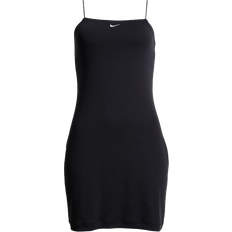 Elastane/Lycra/Spandex - Short Dresses Nike Sportswear Chill Knit Women's Tight Mini Rib Cami Dress - Black/Sail