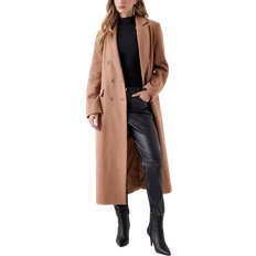 Coast Wool Double Breasted Longline Coat - Camel