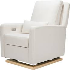 White Armchairs Babyletto Sigi Electronic Recliner + Glider in Eco-Performance Fabric with USB Port