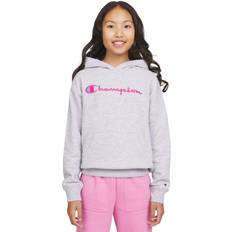 Champion Children's Clothing Champion Big Girls Logo Embroidered Fleece Hoodie Grey Heath