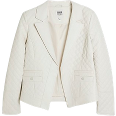 Beige - Leather Jackets River Island Faux Leather Quilted Blazer - Stone