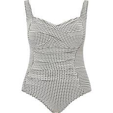 Draped Soft Cup Powermesh Swimsuit - Black