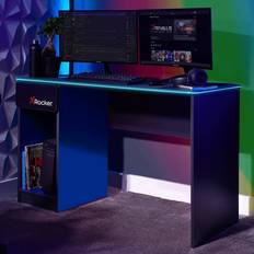 Gaming Desks X-Rocker Carbon-tek Gaming Desk with Wireless Charging and Neo Fiber LED Lights- GreyBlue, 1235x533x755mm