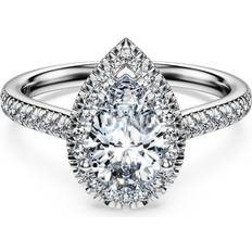 Eternity Rings - White Swarovski Eternity halo solitaire ring, Laboratory grown diamonds 1.3 ct tw, 18K white gold White
