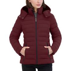 M Coats Nautica Women's Faux-Fur-Trim Hooded Packable Puffer Coat Spice