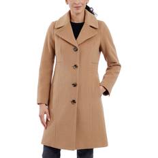 Anne Klein Coats Anne Klein Single-Breasted Notched-Collar Coat - Camel