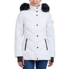 Michael Kors Women's Faux-Fur-Trim Hooded Puffer Coat - White