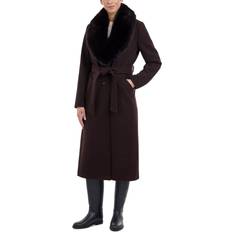 Brown - Women Coats Michael Kors Faux-Fur Collar Belted Coat - Chocolate