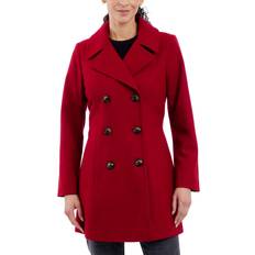 Anne Klein Outerwear Anne Klein Women's Double-Breasted Peacoat, Created for Macy's Red