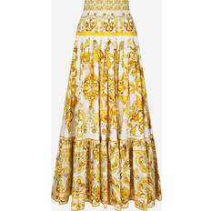 Yellow Skirts Dolce & Gabbana Majolica long poplin skirt