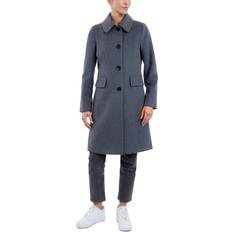 Anne Klein Outerwear Anne Klein Women's Collared Button-Front Walker Coat Light Grey