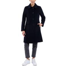 Anne Klein Outerwear Anne Klein Women's Collared Button-Front Walker Coat Black