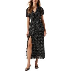 ASTR The Label Women's Bennet Ruffle Puff-Sleeve Dress Black Polk