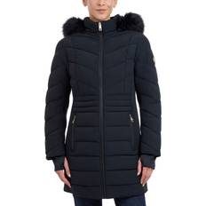 XS Coats Michael Kors Faux-Fur Trim Hooded Puffer Coat - Black