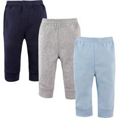 Luvable Friends Baby Boys Baby Cotton Pants 3pk, Blue Gray Blue gray