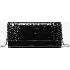 Michael Kors Black Clutches Michael Kors Cate Crocodile Embossed Patent Leather Clutch Black ONE SIZE