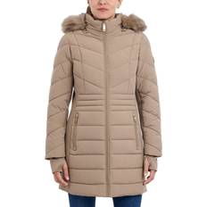 Beige - Women Coats Michael Kors Women's Faux-Fur-Trim Hooded Puffer Coat, Created Macy's Taupe