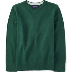 The Children's Place Black Sweatshirts The Children's Place Boys' Long Sleeve Sweater, Green V-Neck