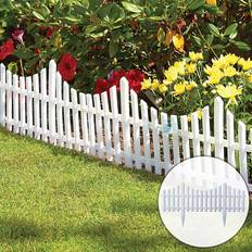 KCT 8pc Lawn Edging White Picket Fence Garden Border
