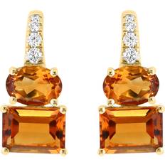 Effy Earrings Effy 14K Gold Diamond & Citrine Drop Earrings in Orange One Size