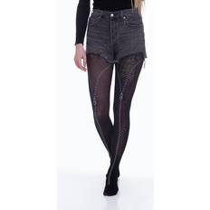 Taille unique Collants Flocked Zips Collants - Noir