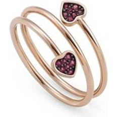 Nomination Stainless Steel Rings Nomination Sweetrock Rose Gold Red Heart Adjustable Double Ring
