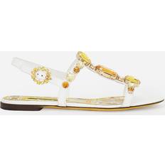 Dolce & Gabbana Chaussons et Sandales Dolce & Gabbana Patent Leather Sandals Stone