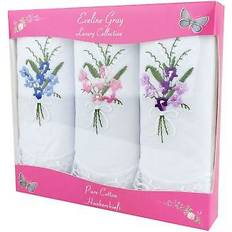 White Handkerchiefs Eveline Cosmetics pack women's white embroidered handkerchiefs with lace corners, 100% cotton