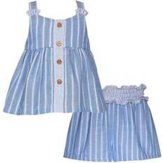 Bonnie Jean Other Sets Children's Clothing Bonnie Jean Toddler Girls Chambray Striped Top and Shorts Set, Blue, 2T 2T