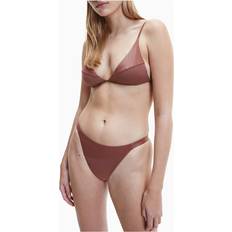 Calvin Klein Women Bikini Tops Calvin Klein Women's Core Essentials Triangle Bikini Top Brown