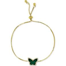 Macy's Green Bracelets Macy's Simulated Malachite & Cubic Zirconia Butterfly Bolo Bracelet in 14k Gold-Plated Sterling Silver Malachite 9 1/2 inches