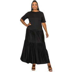 Black Dresses L I V D V Plus Jourdan Tiered Maxi Dress Black 2X