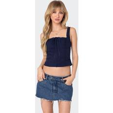 Blue - Women Corsets Edikted Square Neck Poplin Corset