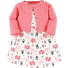 Girls Cotton Dress and Cardigan Set - Forest