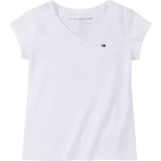 Tommy Hilfiger Tops Tommy Hilfiger Girls' Short Sleeve Solid V-Neck T-Shirt, White Signature, 3T