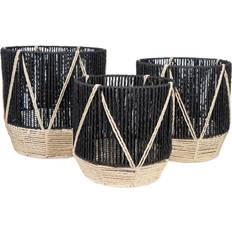 Pots, Plants & Cultivation Romimex Set of Planters Romimex Black Rope